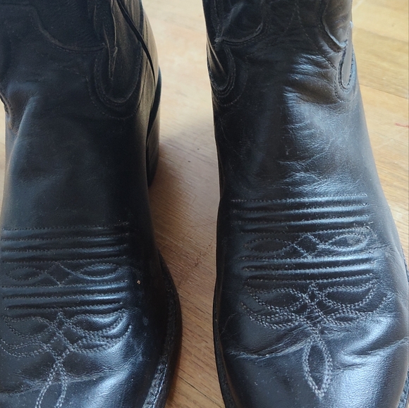 Vintage - Black leather Cowboy boots 'Justin' Very Good condition. Leather sole. - Picture 9 of 16